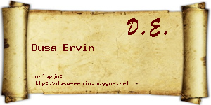 Dusa Ervin névjegykártya